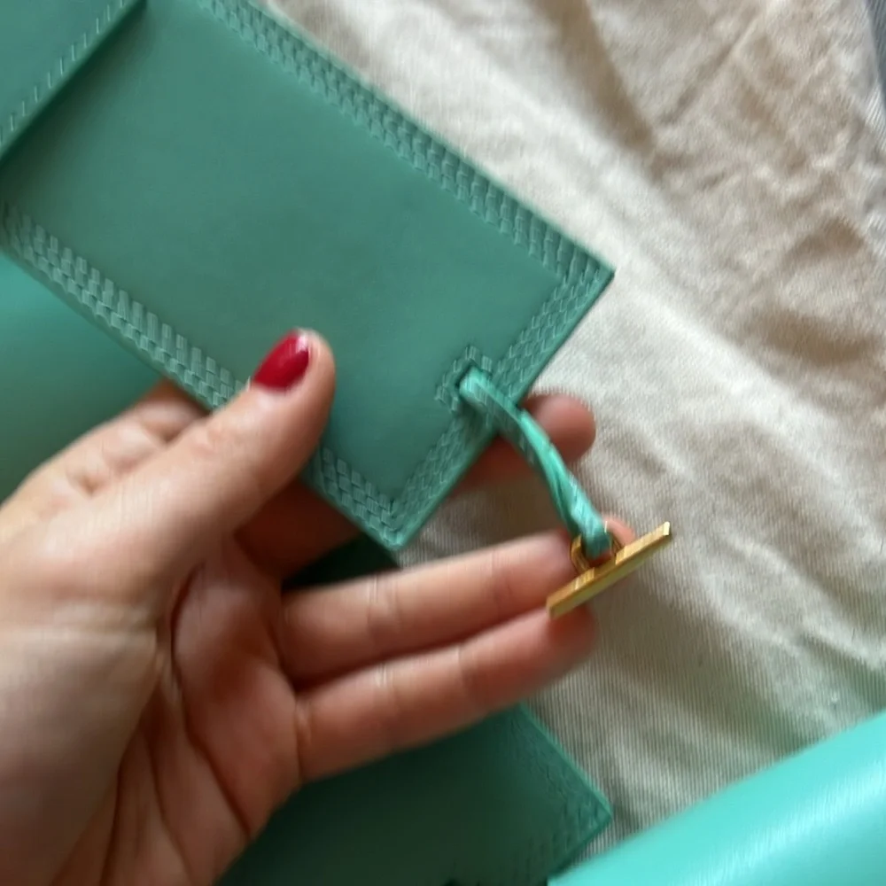 Jacquemus light turquoise le Carinu bag with Gold Hardware- like new - Picture 10 of 16